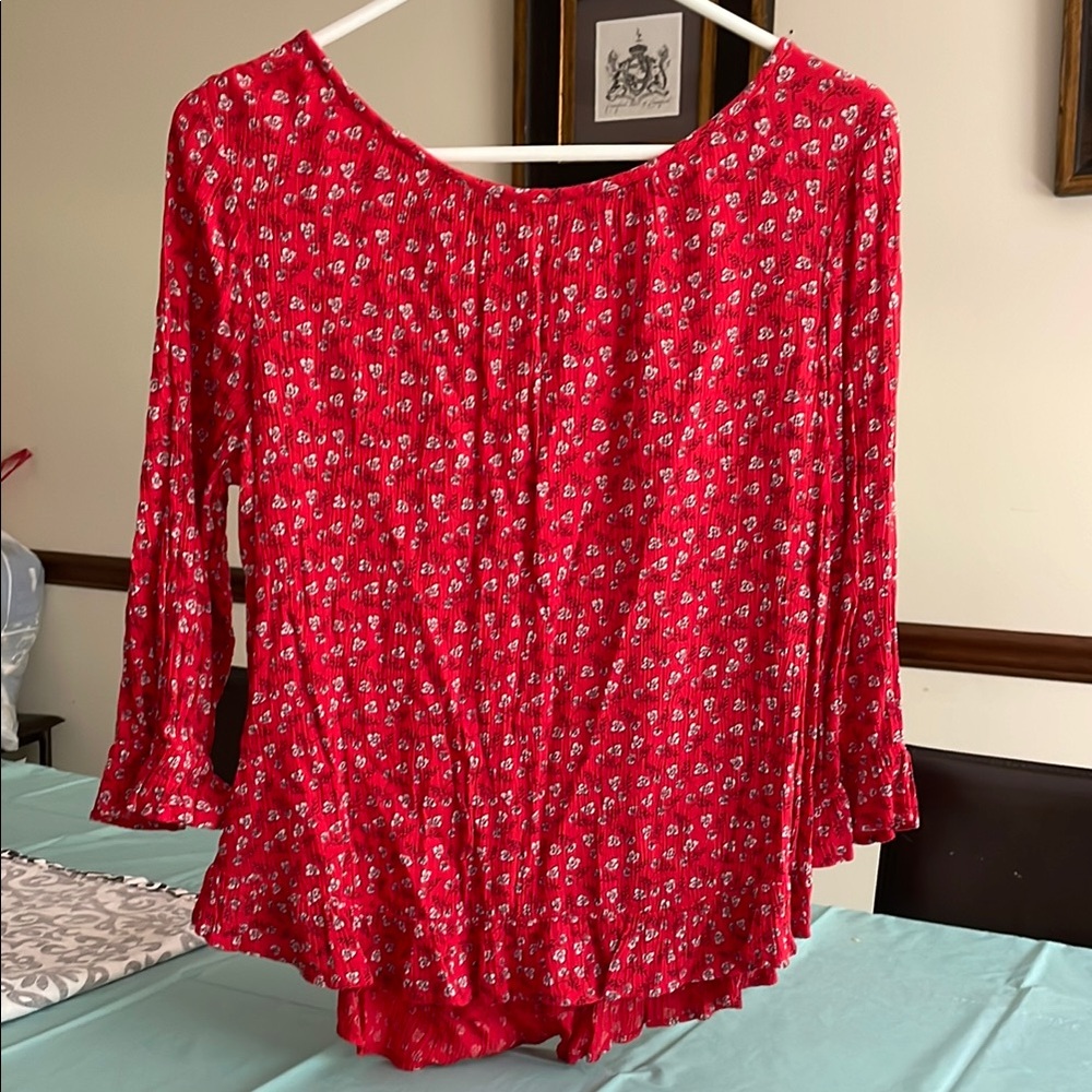 Red Floral Women's Top